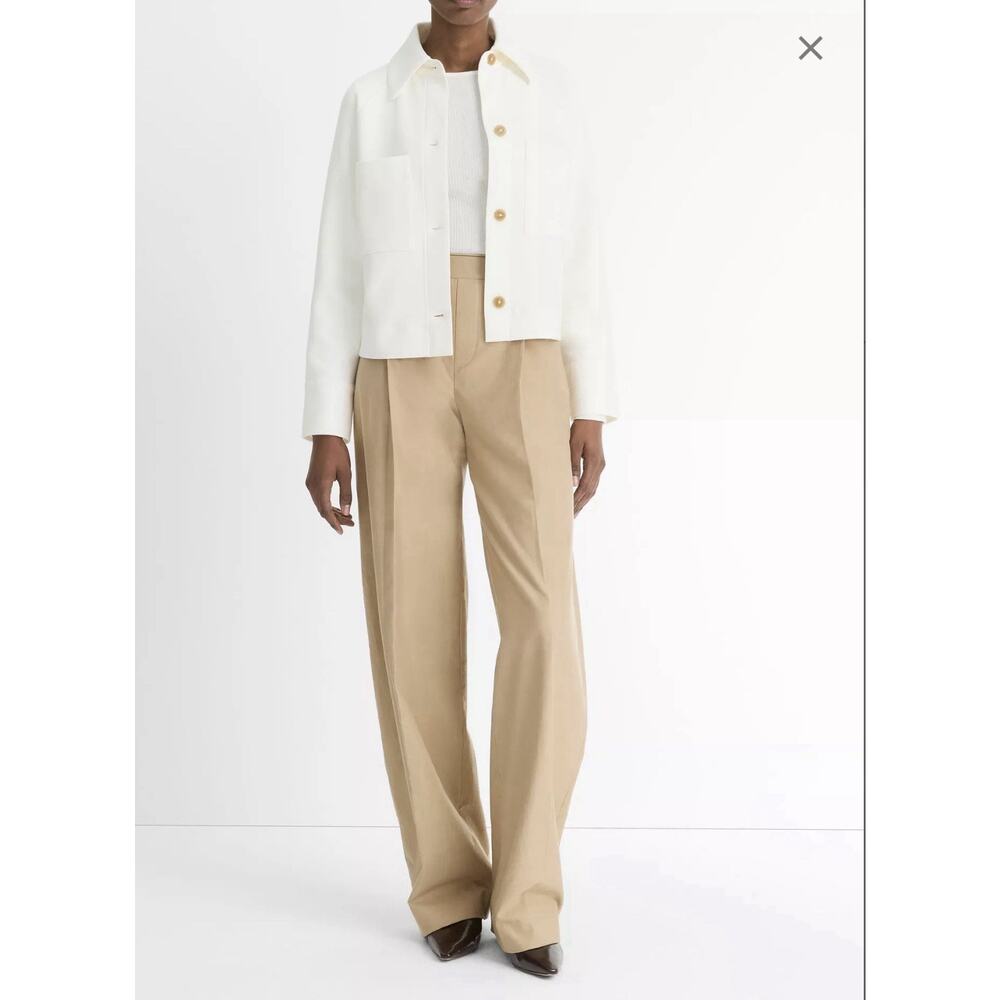 Vince Women’s Cotton Blend Chore Jacket Off White Cream Soft Size S Retail $345